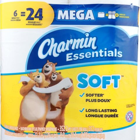 Charmin Bath Tissue Essentials Soft 24 Mega Rolls — front of pack