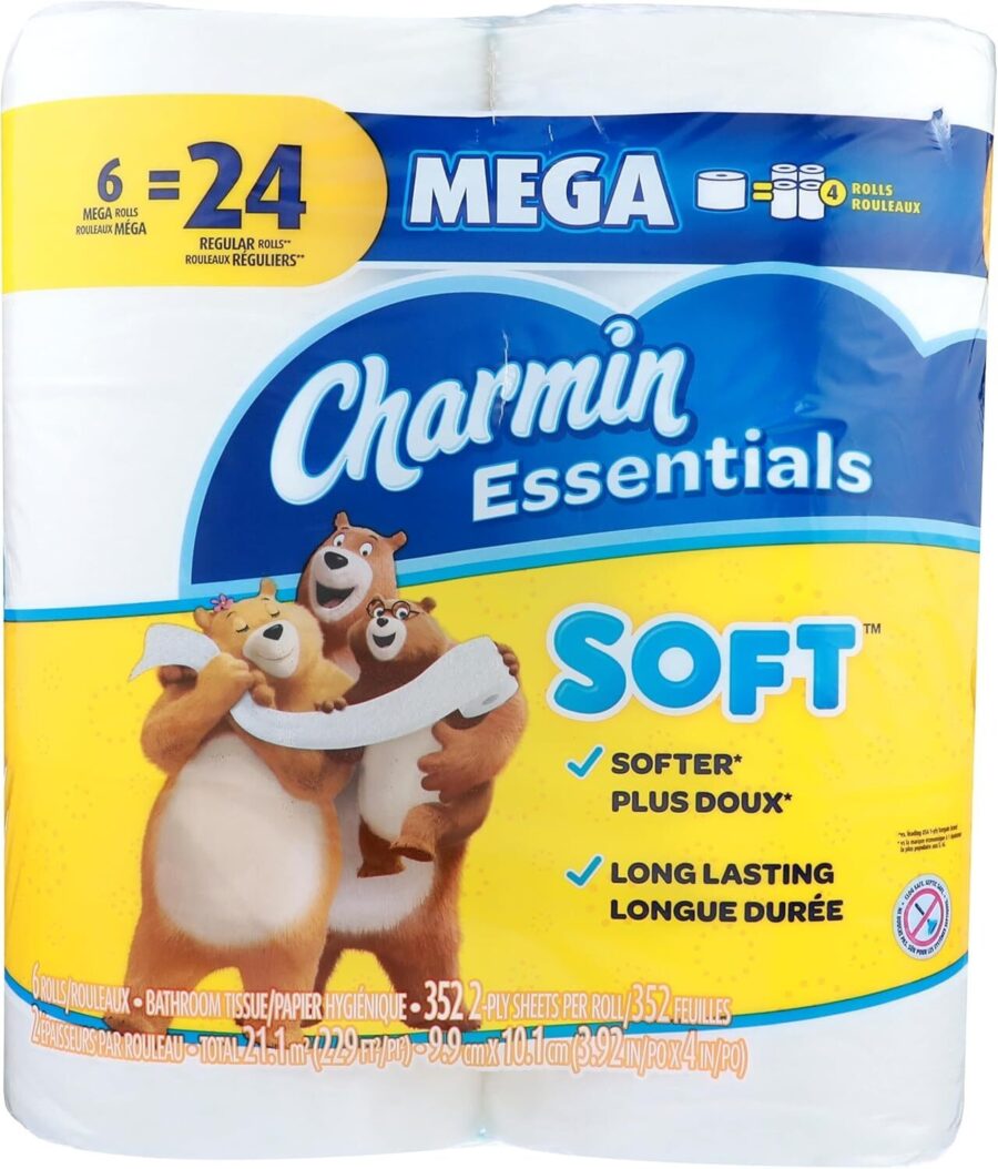 Charmin Bath Tissue Essentials Soft 24 Mega Rolls — Front view